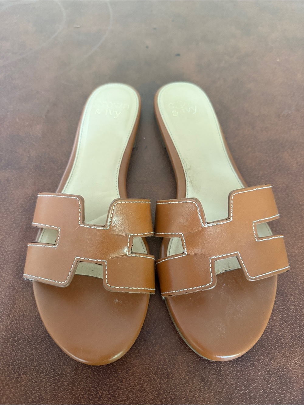 Women's Tan Slide Sandals - Classic Open-Toe Slip-On